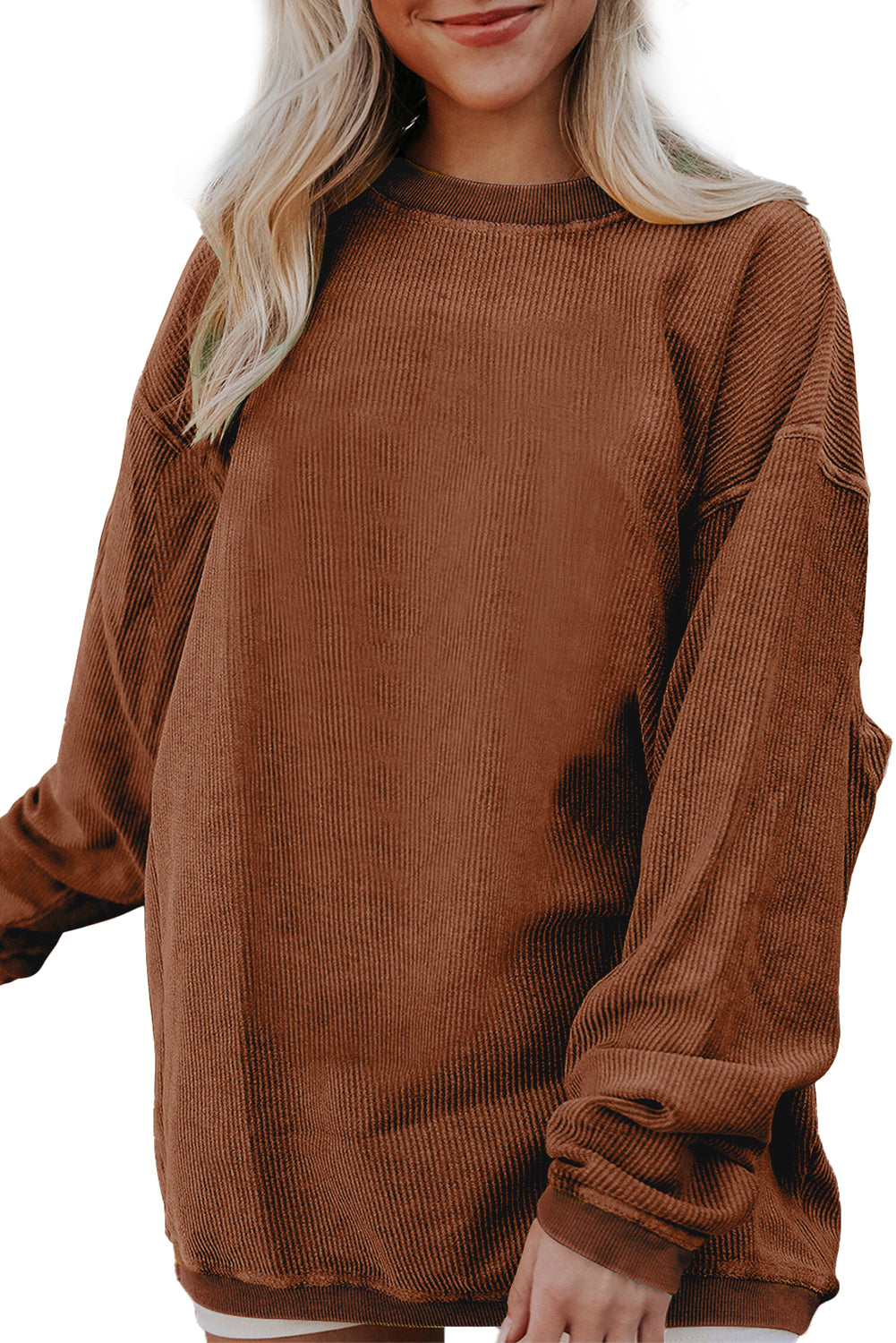 Orange Jolene Letter Print Ribbed Oversized Sweatshirt