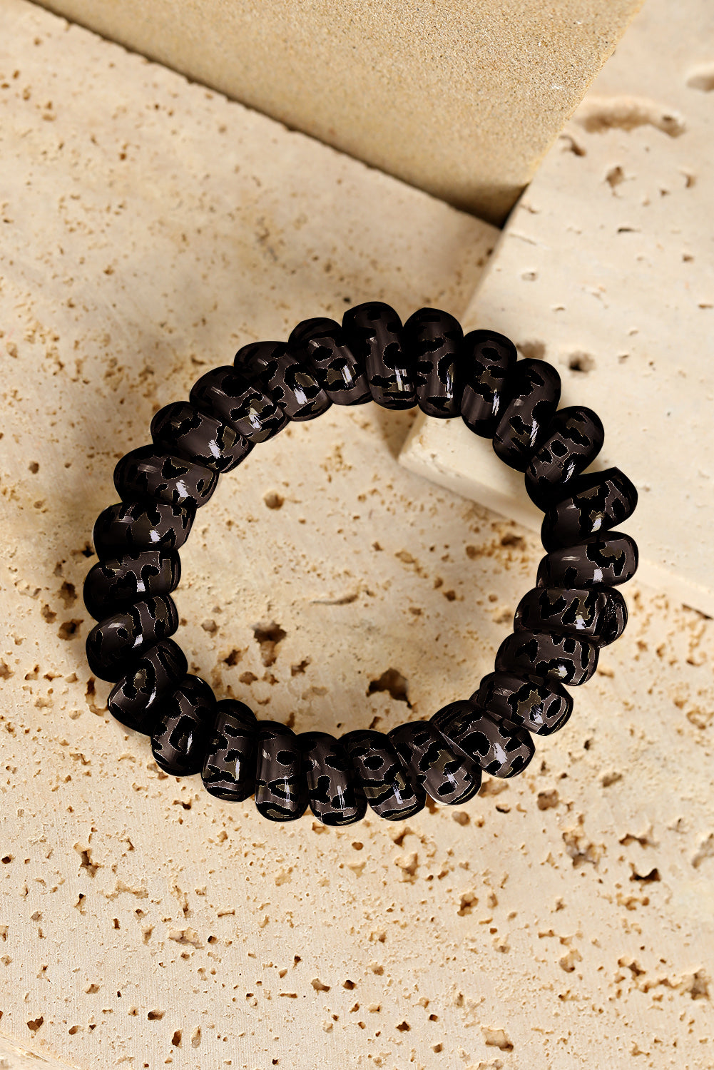 Brown Leopard Telephone Spiral Coil Wire Hair Tie