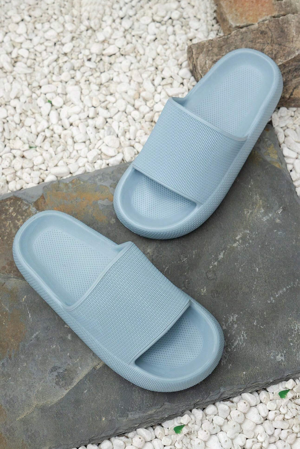 Mist Blue Solid Color Non-slip Cloud Thick Sole Slippers