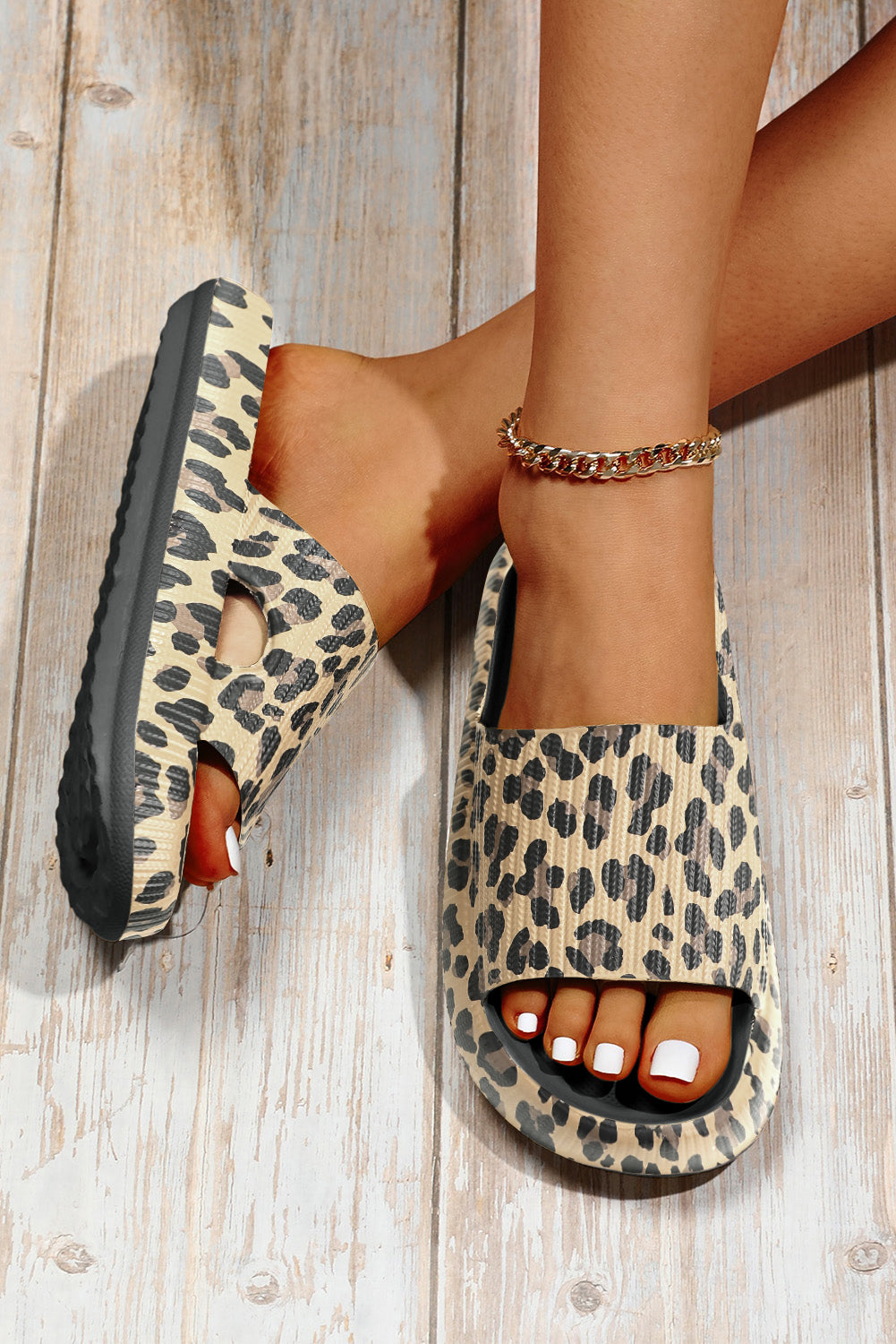 Leopard Cloud Slides Thick Flat Slippers