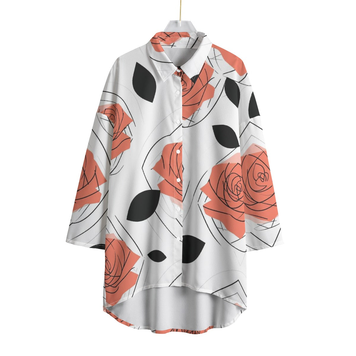 Rachvid Wears All-Over Print Women's Chiffon Shirt with Elbow Sleeve