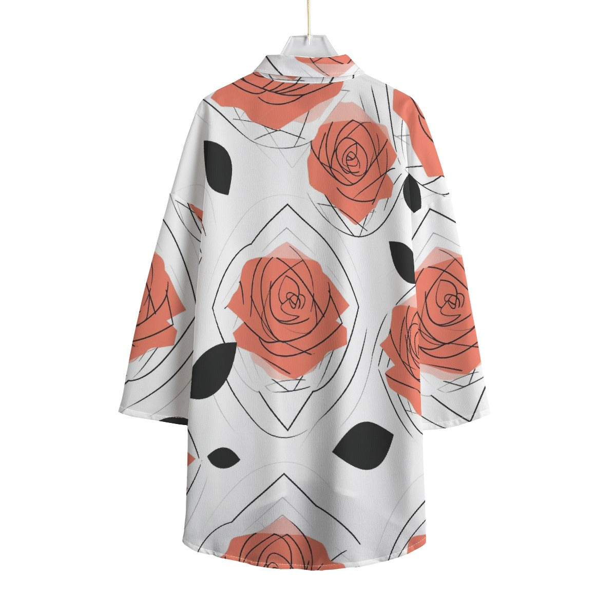 Rachvid Wears All-Over Print Women's Chiffon Shirt with Elbow Sleeve