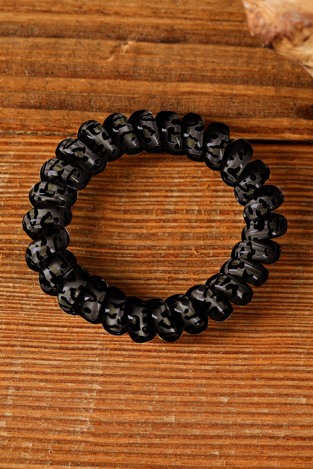 Brown Leopard Telephone Spiral Coil Wire Hair Tie