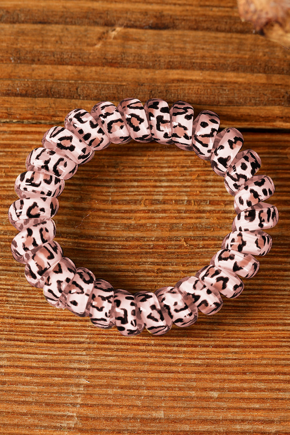 Brown Leopard Telephone Spiral Coil Wire Hair Tie