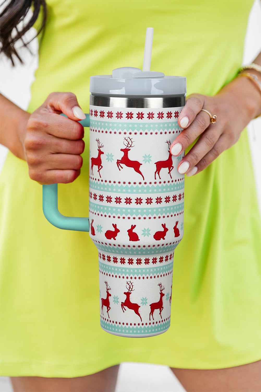 Fiery Red Christmas Pattern Print Stainless Steel Tumblers