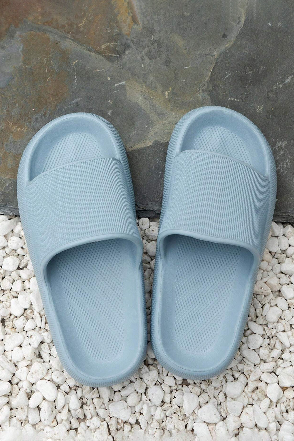 Mist Blue Solid Color Non-slip Cloud Thick Sole Slippers