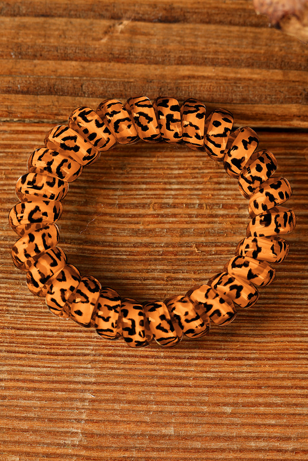 Brown Leopard Telephone Spiral Coil Wire Hair Tie