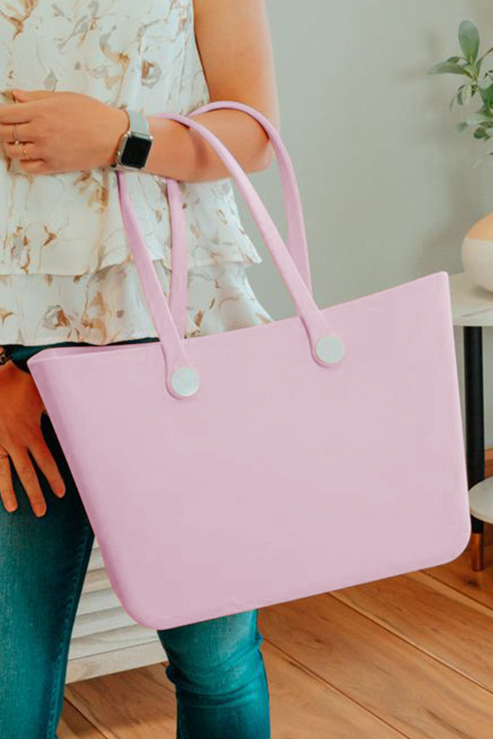 Pink Waterproof Eva Rubber Portable Tote Bag