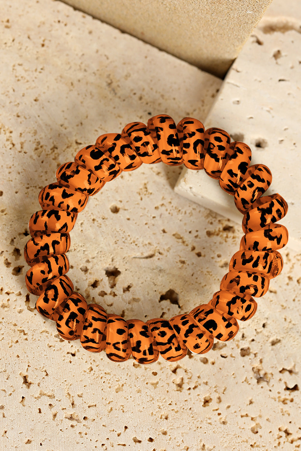 Brown Leopard Telephone Spiral Coil Wire Hair Tie