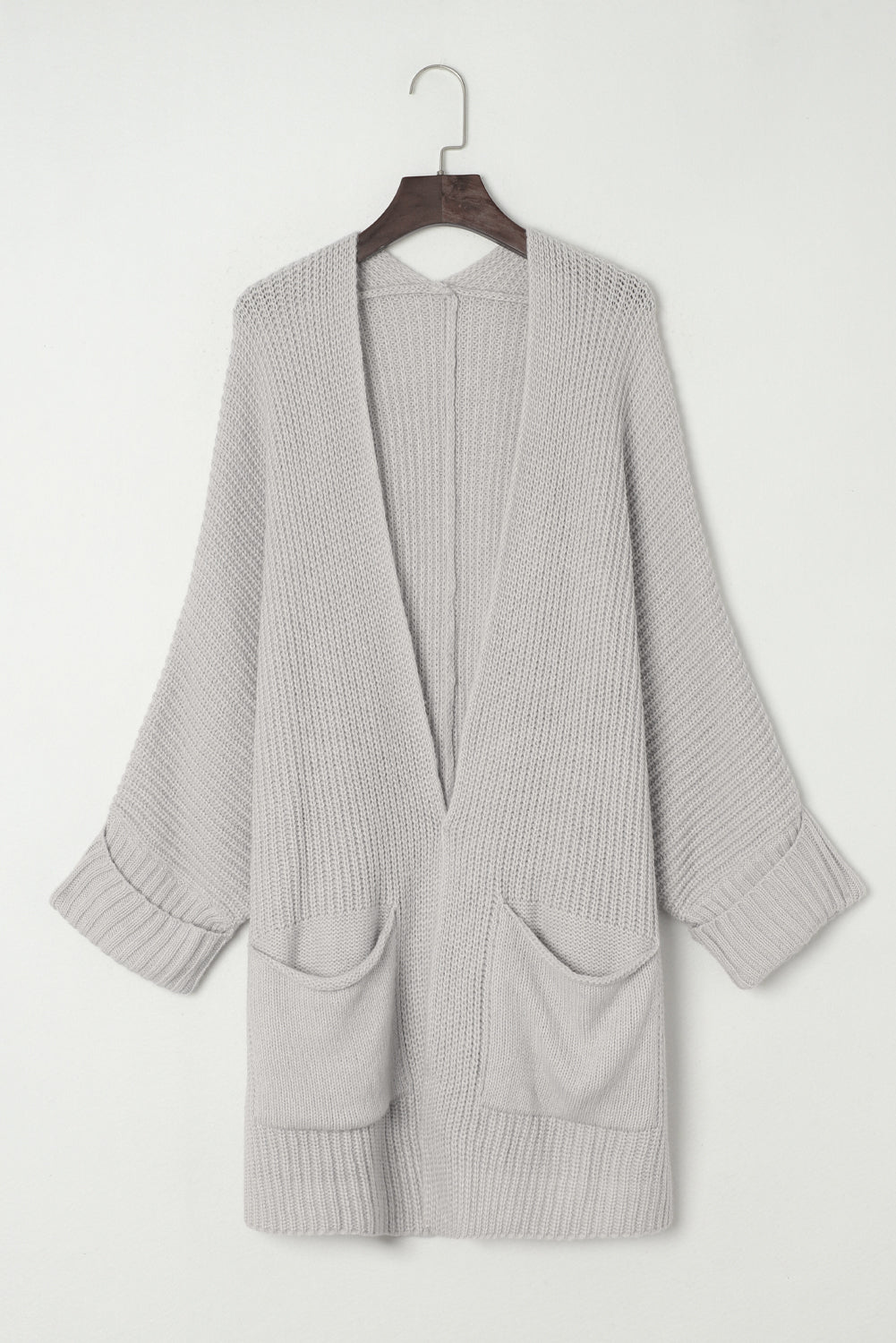 Pink Batwing Sleeve Pocket Oversized Cable Knit Cardigan