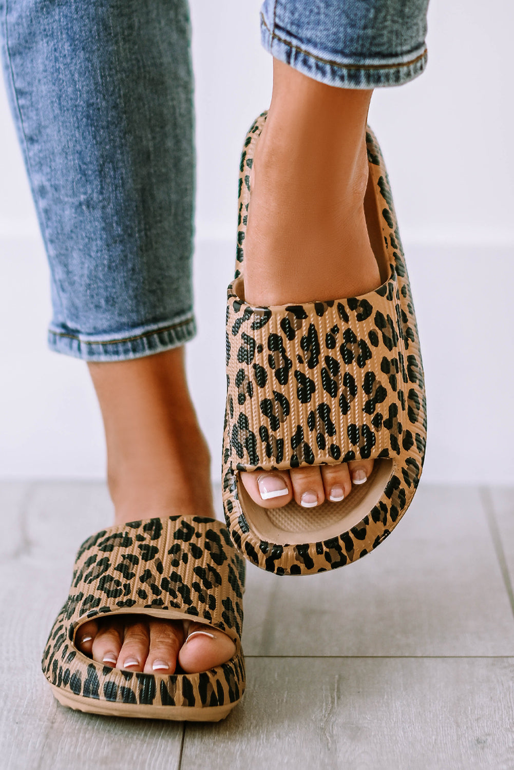 Leopard Cloud Slides Thick Flat Slippers