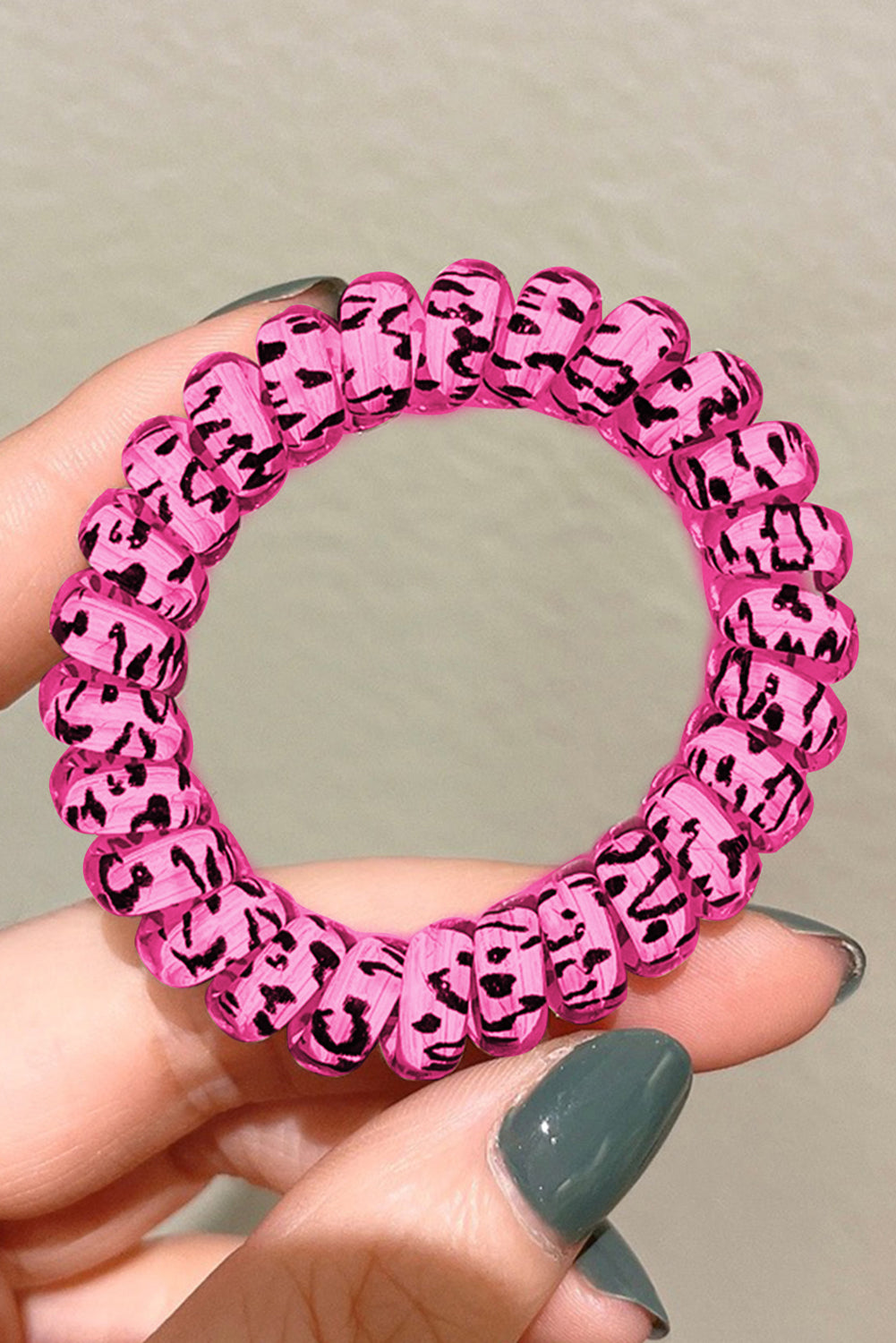 Brown Leopard Telephone Spiral Coil Wire Hair Tie