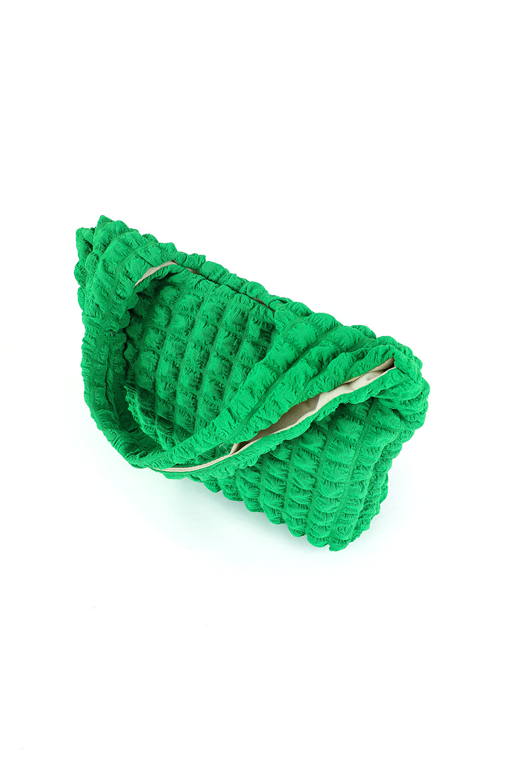 Green Textured Pleated Bubble Shoulder Bag