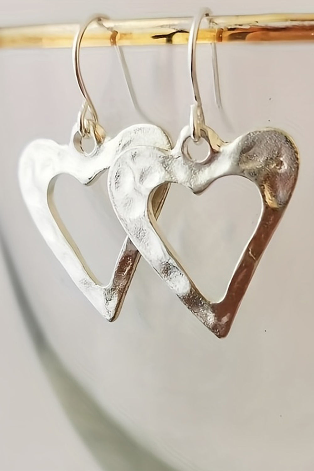 White Valentine Hollowed Heart Shape Dropping Earrings