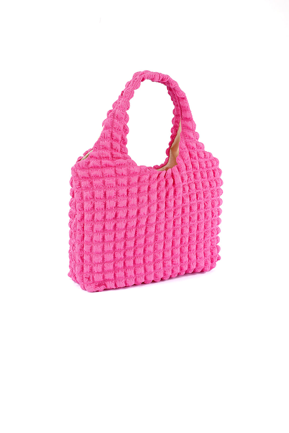 Green Textured Pleated Bubble Shoulder Bag