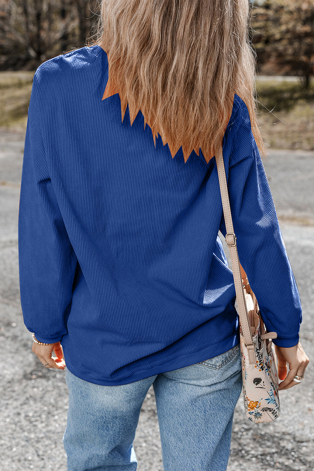 Orange Jolene Letter Print Ribbed Oversized Sweatshirt