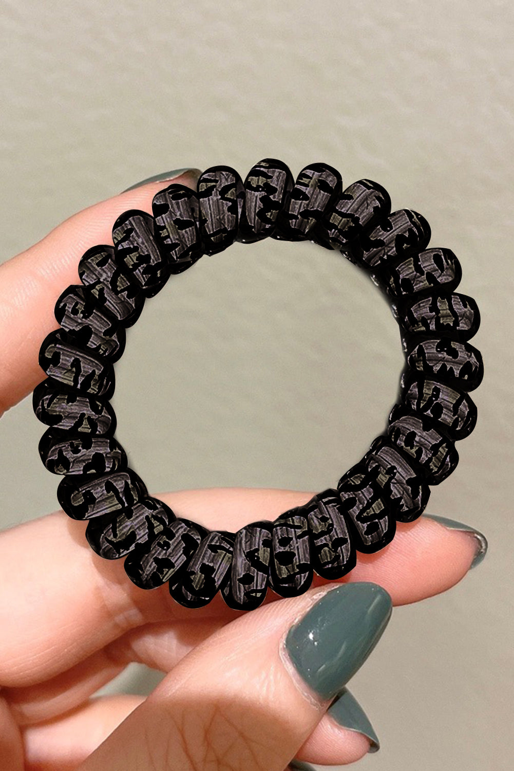 Brown Leopard Telephone Spiral Coil Wire Hair Tie