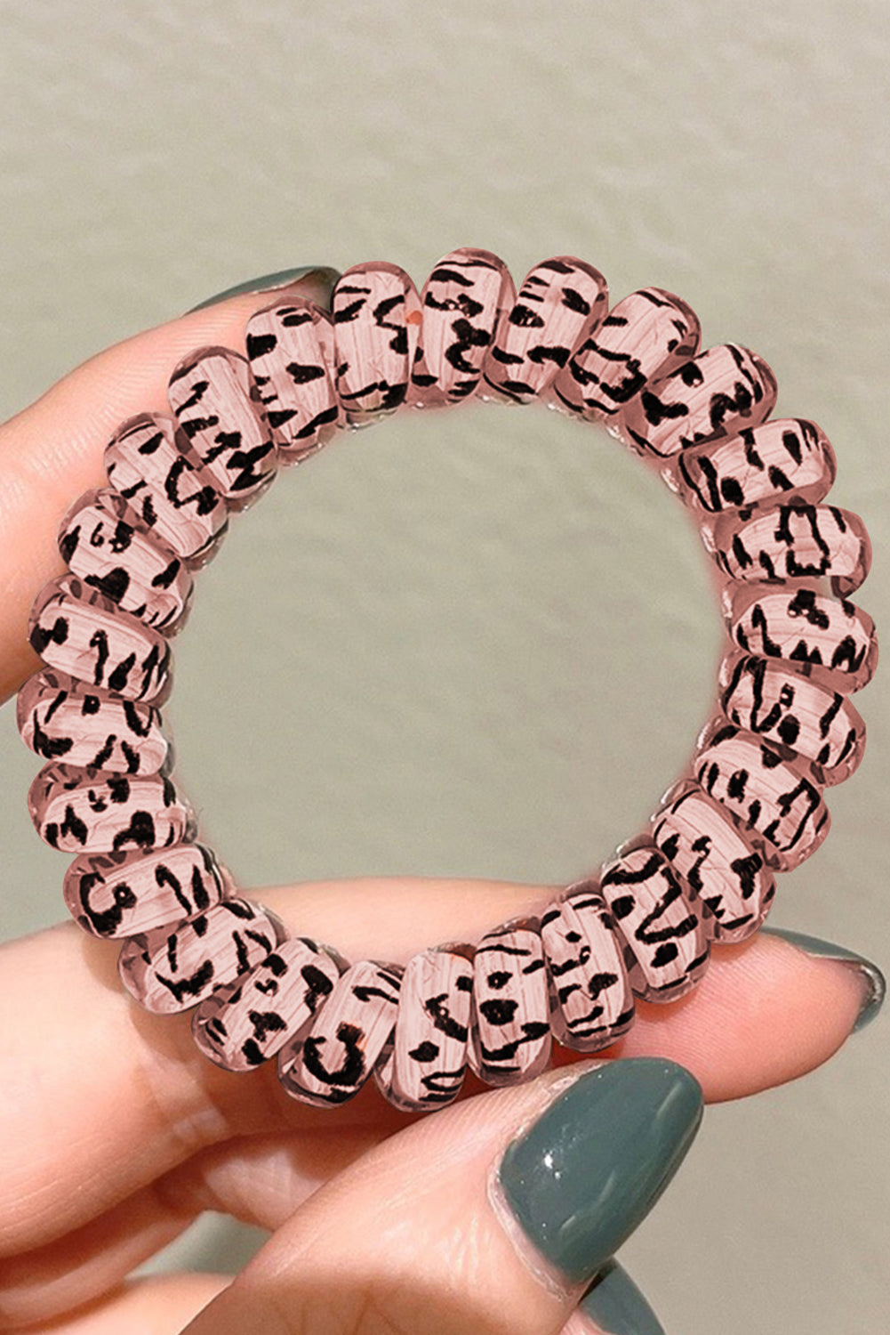 Brown Leopard Telephone Spiral Coil Wire Hair Tie