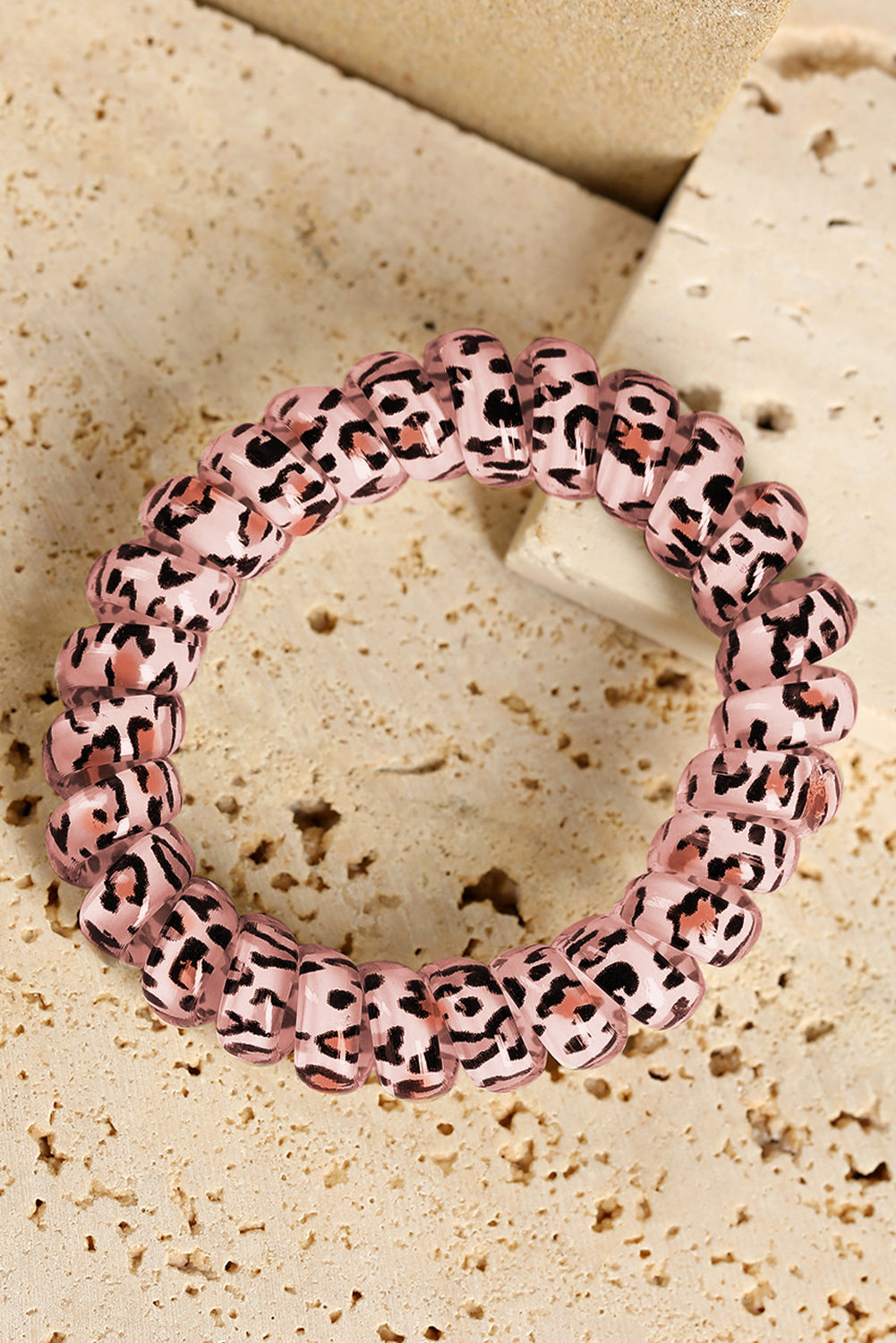 Brown Leopard Telephone Spiral Coil Wire Hair Tie