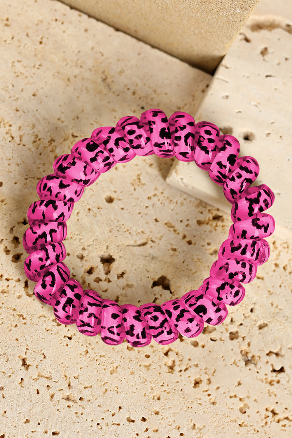 Brown Leopard Telephone Spiral Coil Wire Hair Tie