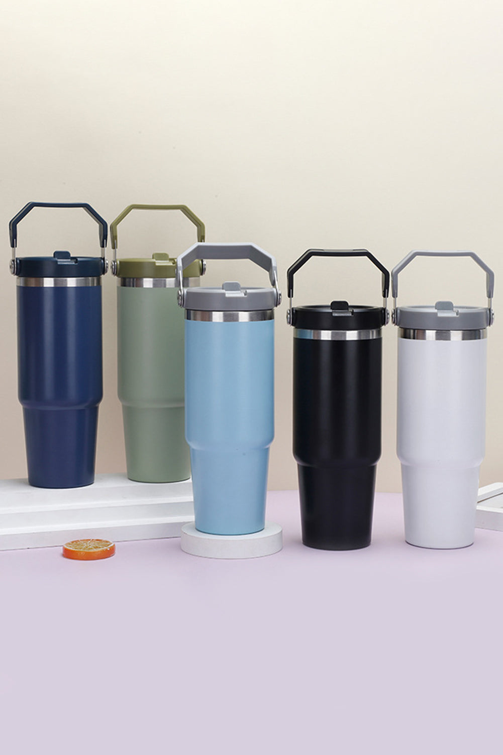 Black 304 Stainless Steel Double Insulated Tumbler with Straw