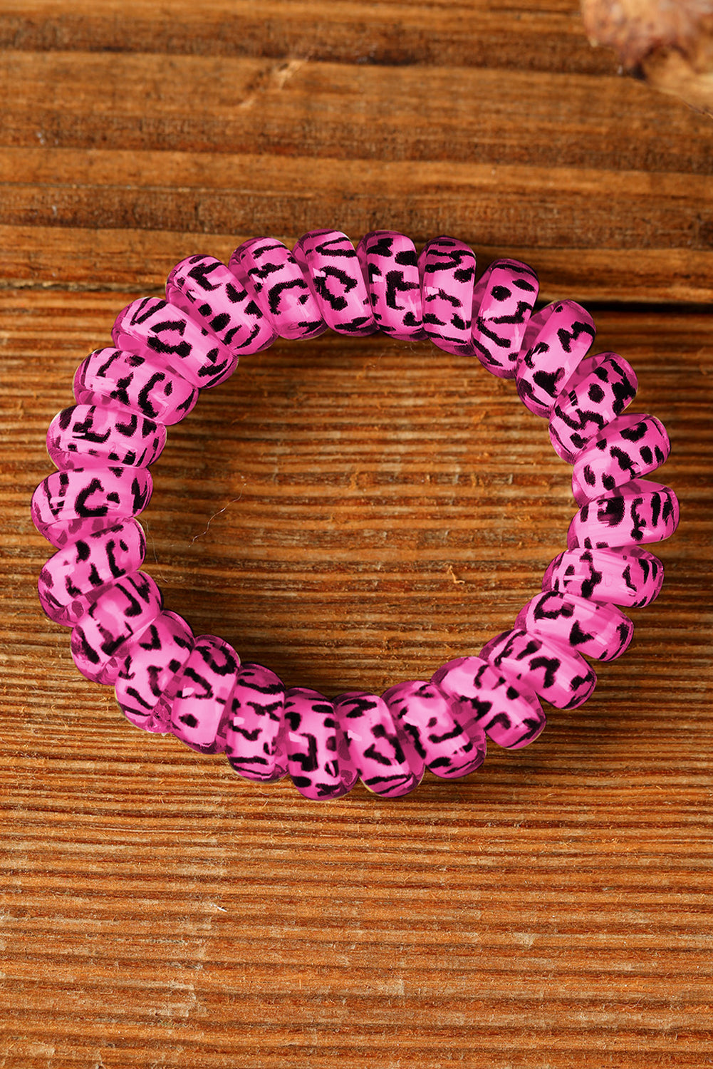 Brown Leopard Telephone Spiral Coil Wire Hair Tie