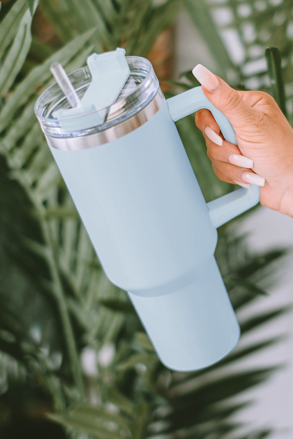 Light Blue 304 Stainless Steel Double Insulated Tumbler Mug with Straw