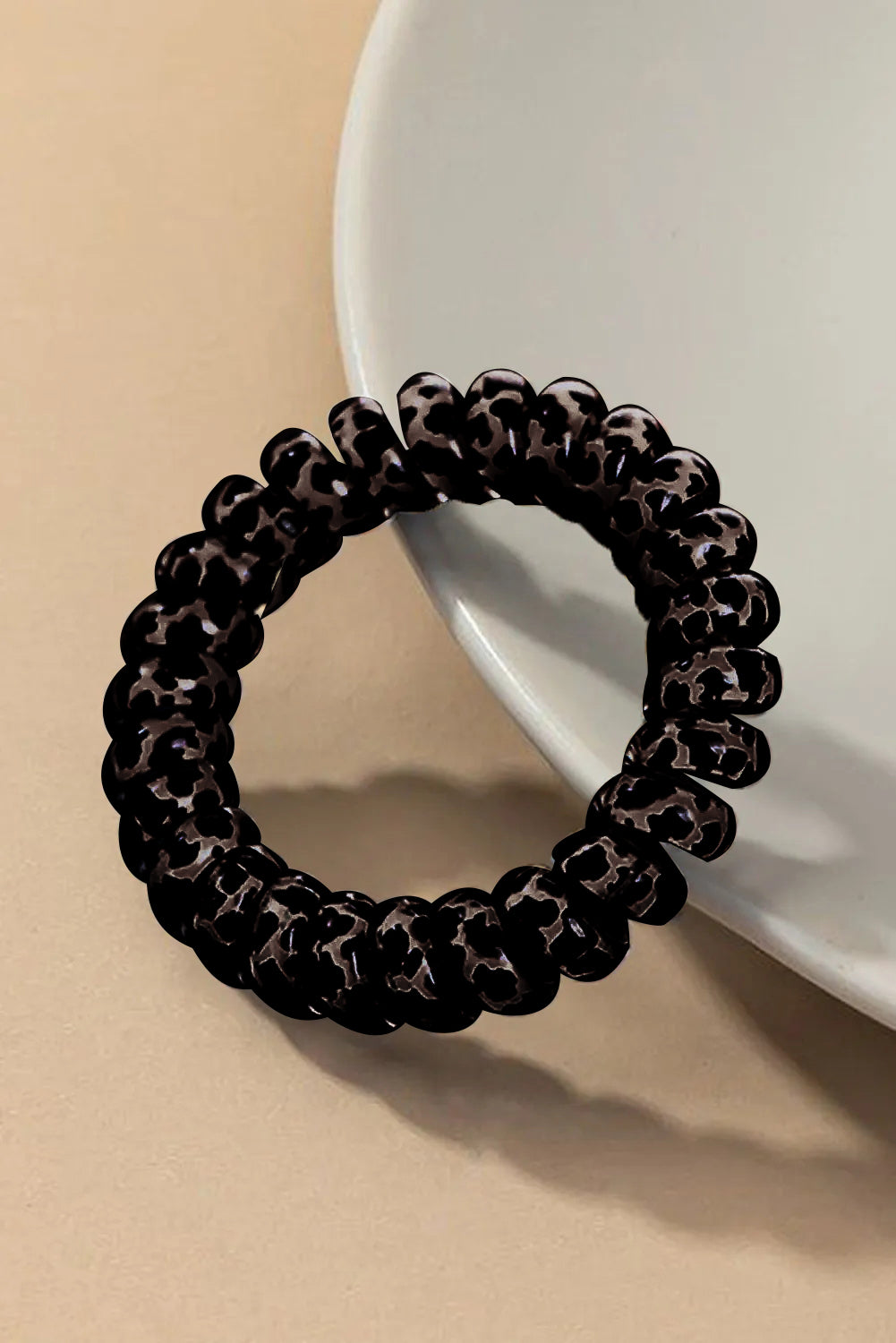 Brown Leopard Telephone Spiral Coil Wire Hair Tie