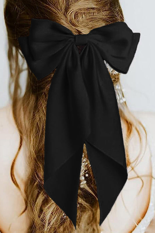 Black Elegant Oversized Ribbon Bowknot Satin Hair Clip