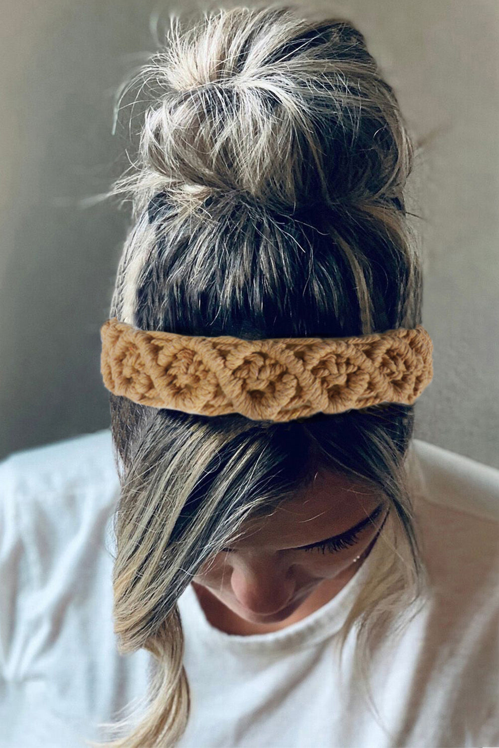 Beige Casual Braided Floral Hairband