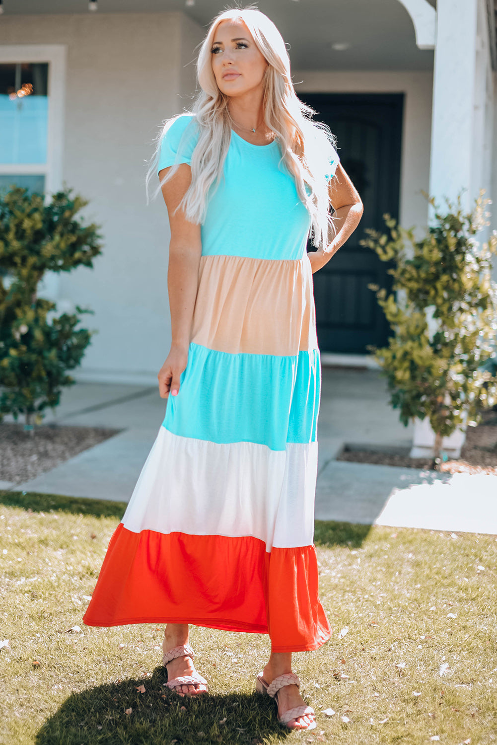 Multicolor Colorblock Tiered Maxi Dress Mommy & Me Dress