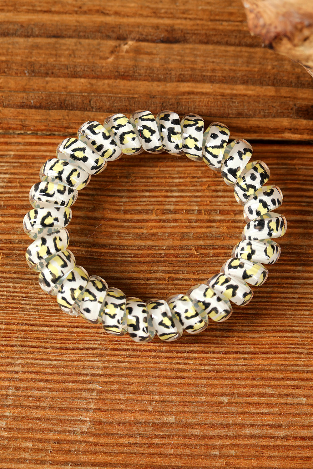 Brown Leopard Telephone Spiral Coil Wire Hair Tie