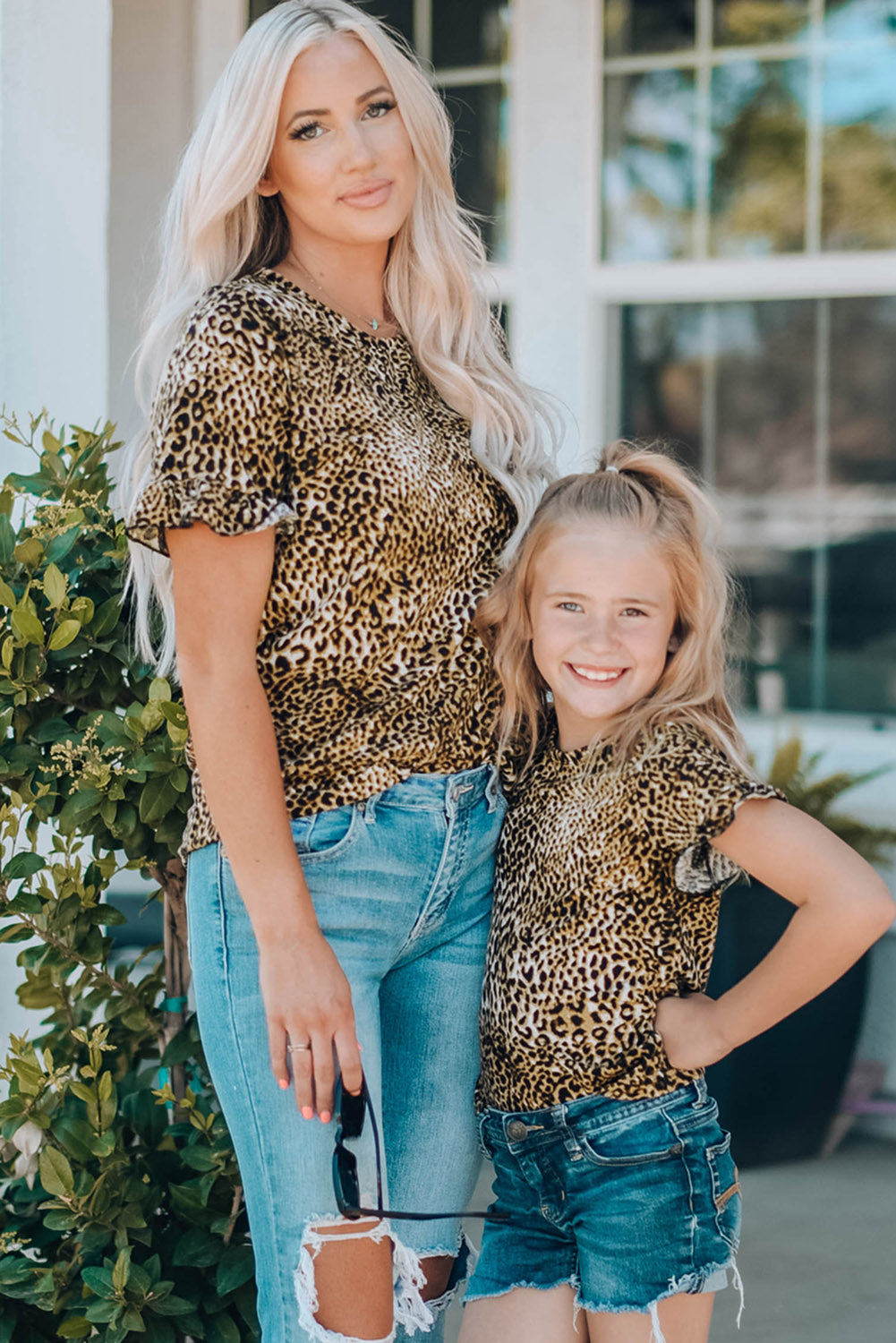 Cheetah Print Short Sleeve Blouse Mommy & Me Outfit