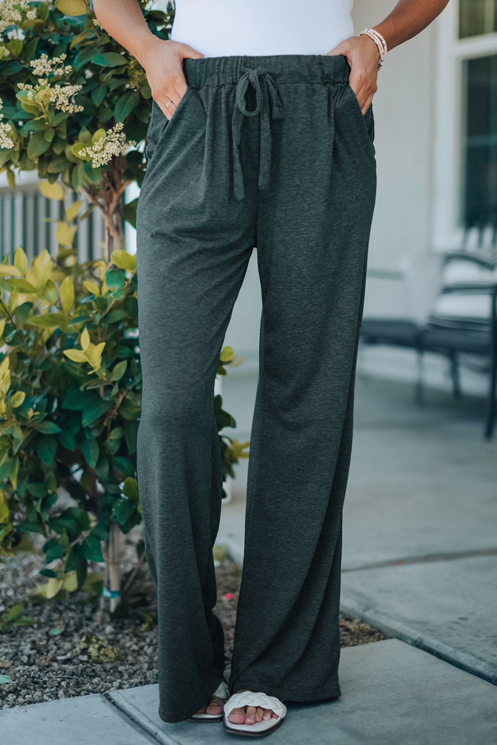 Wide Leg Drawstring Loungewear Pants