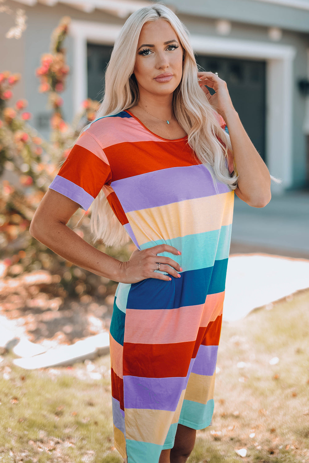 Multicolor Striped Colorblock Midi Dress Mommy & Me Dress