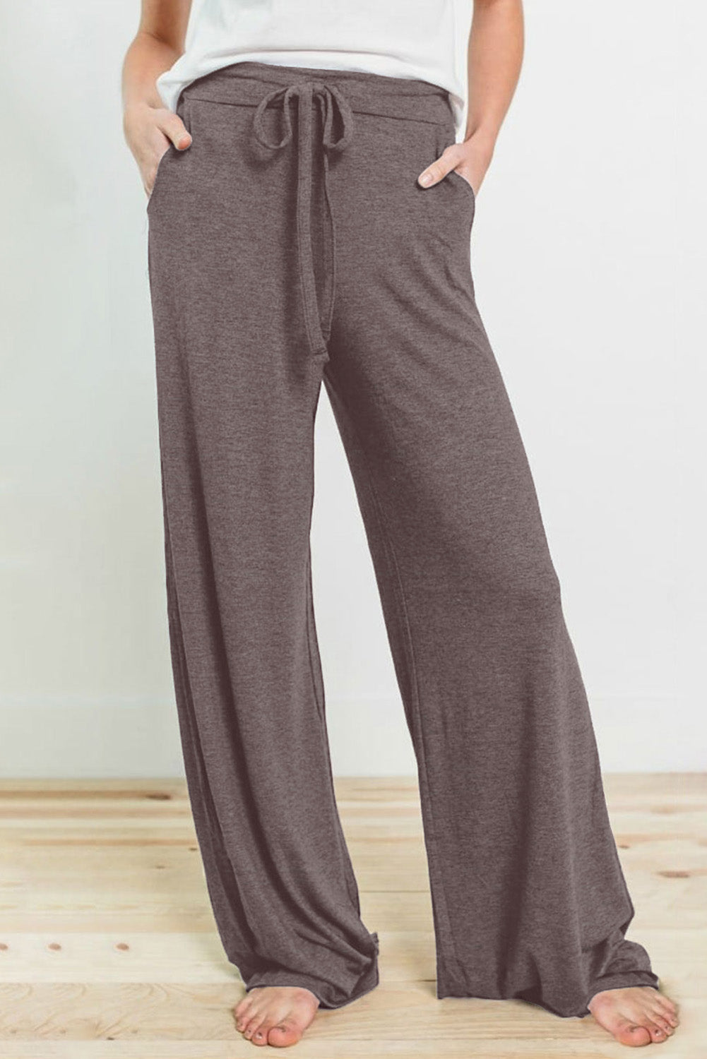 Wide Leg Drawstring Loungewear Pants