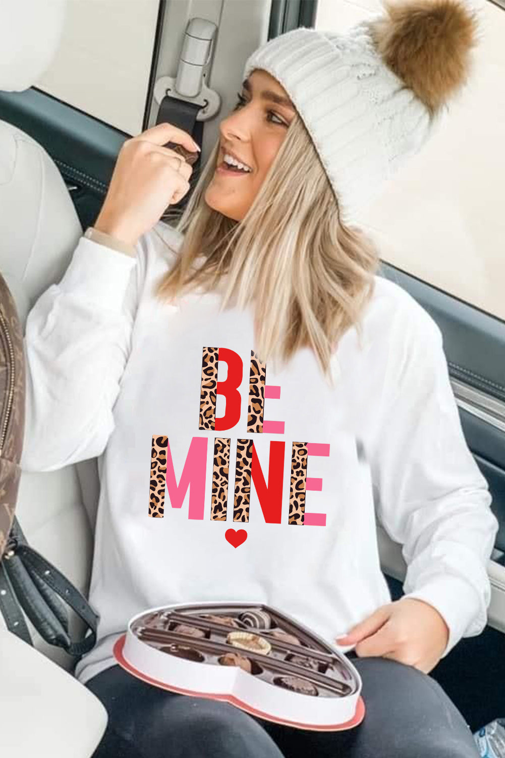 Heart Letters Print Casual Graphic Pullover Sweatshirt