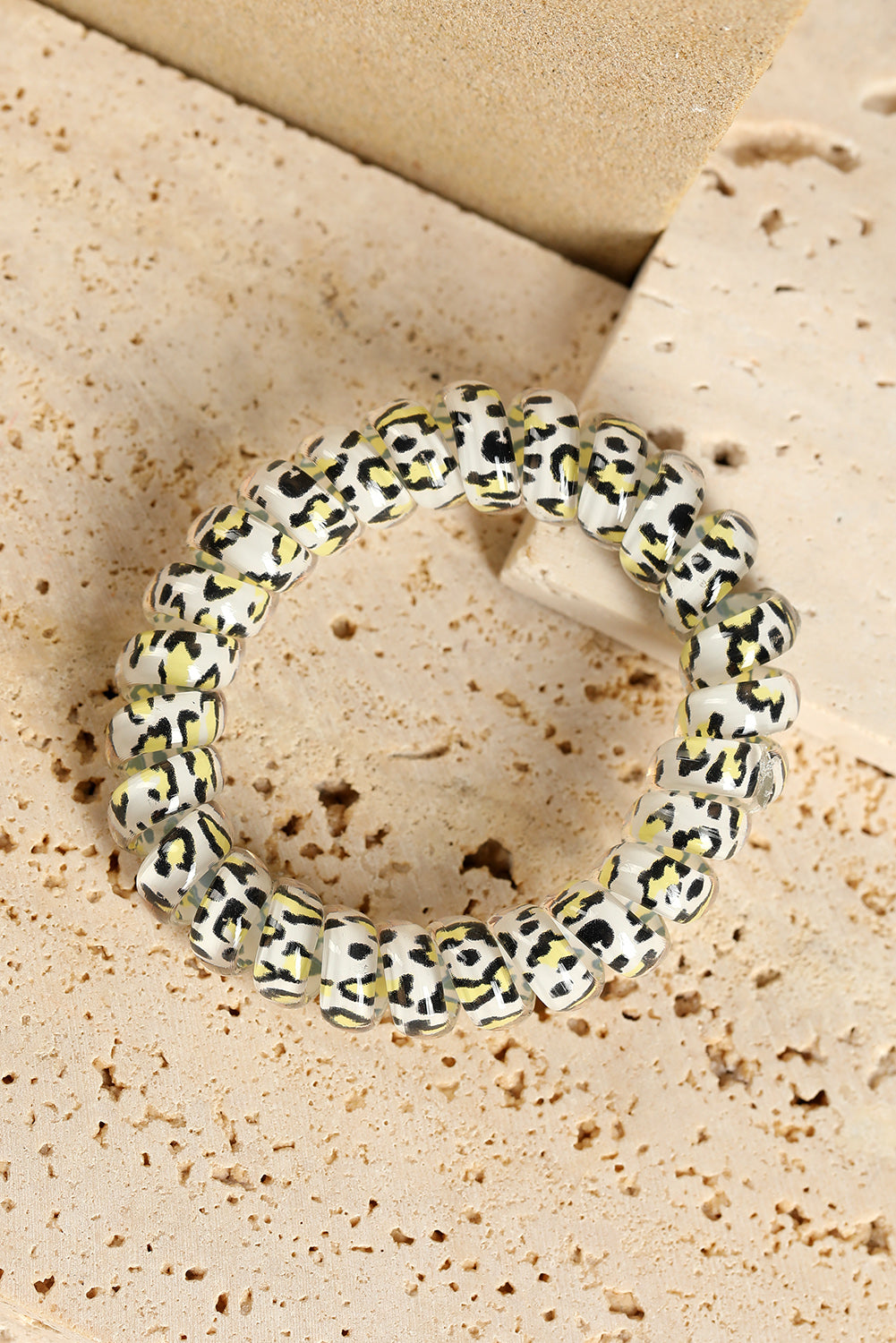 Brown Leopard Telephone Spiral Coil Wire Hair Tie