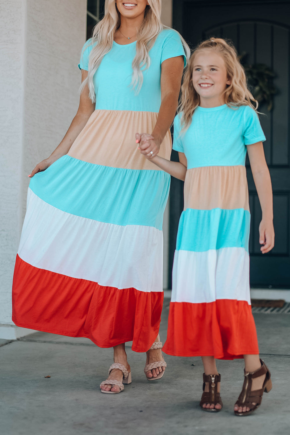 Multicolor Colorblock Tiered Maxi Dress Mommy & Me Dress