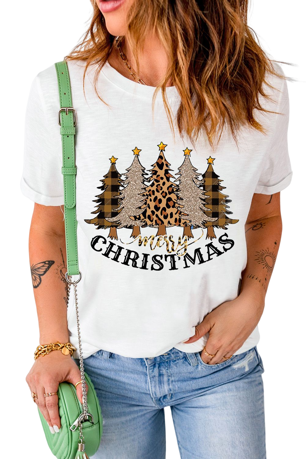 Grey Peace Love Santa Casual Christmas Graphic Tee