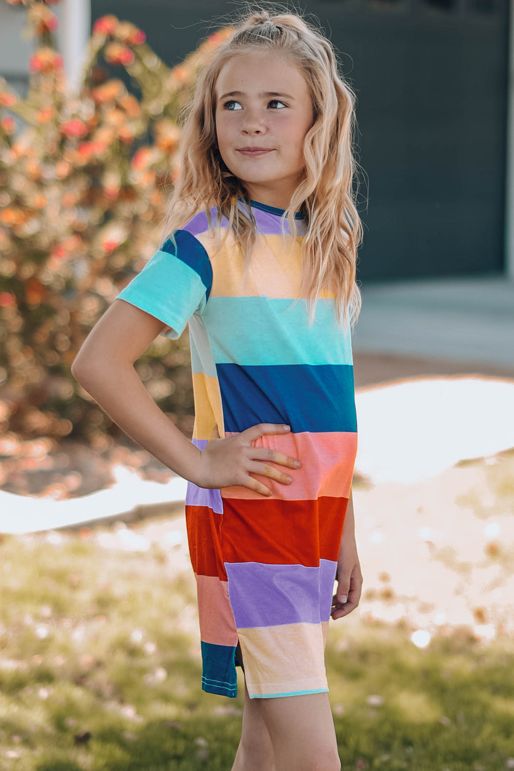 Multicolor Striped Colorblock Midi Dress Mommy & Me Dress