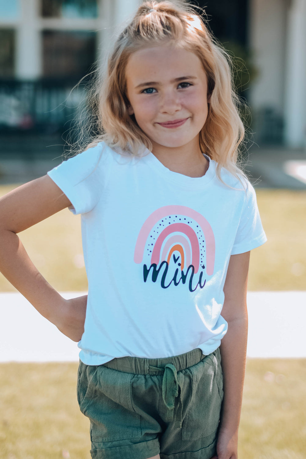 Casual Rainbow Mini Print T-Shirt For Kids