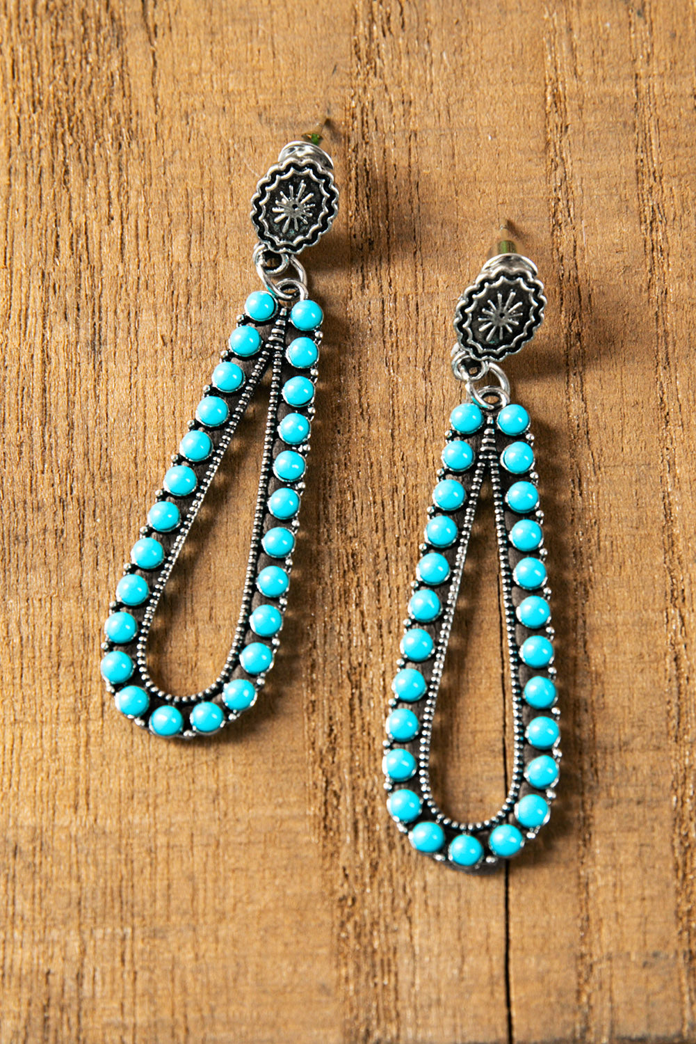 Western Waterdrop Turquoise Stud Drop Earrings