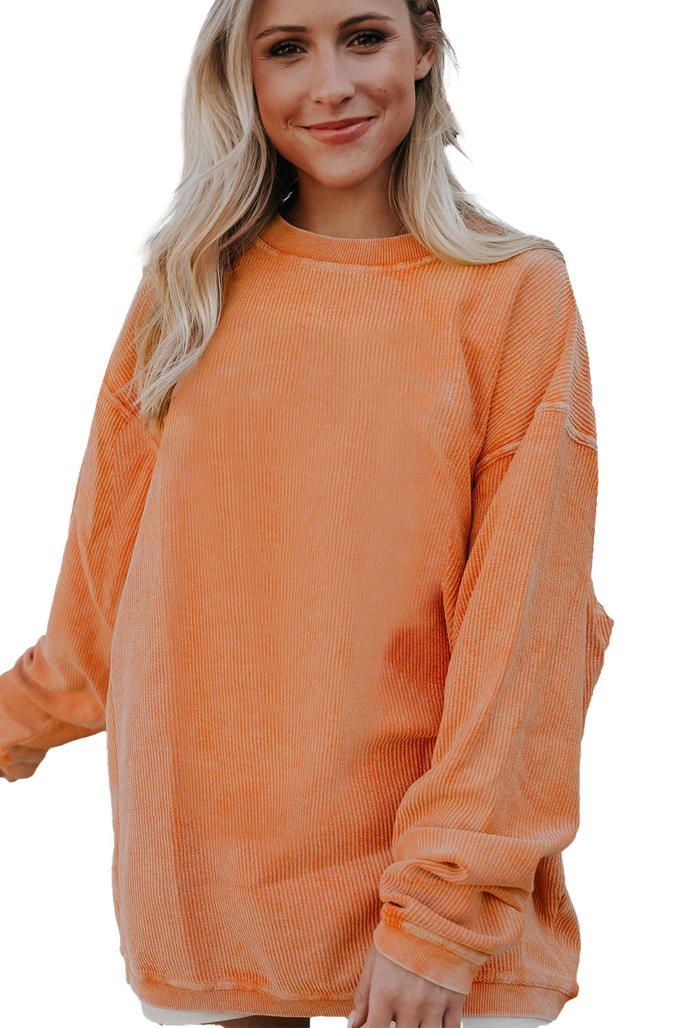 Orange Jolene Letter Print Ribbed Oversized Sweatshirt