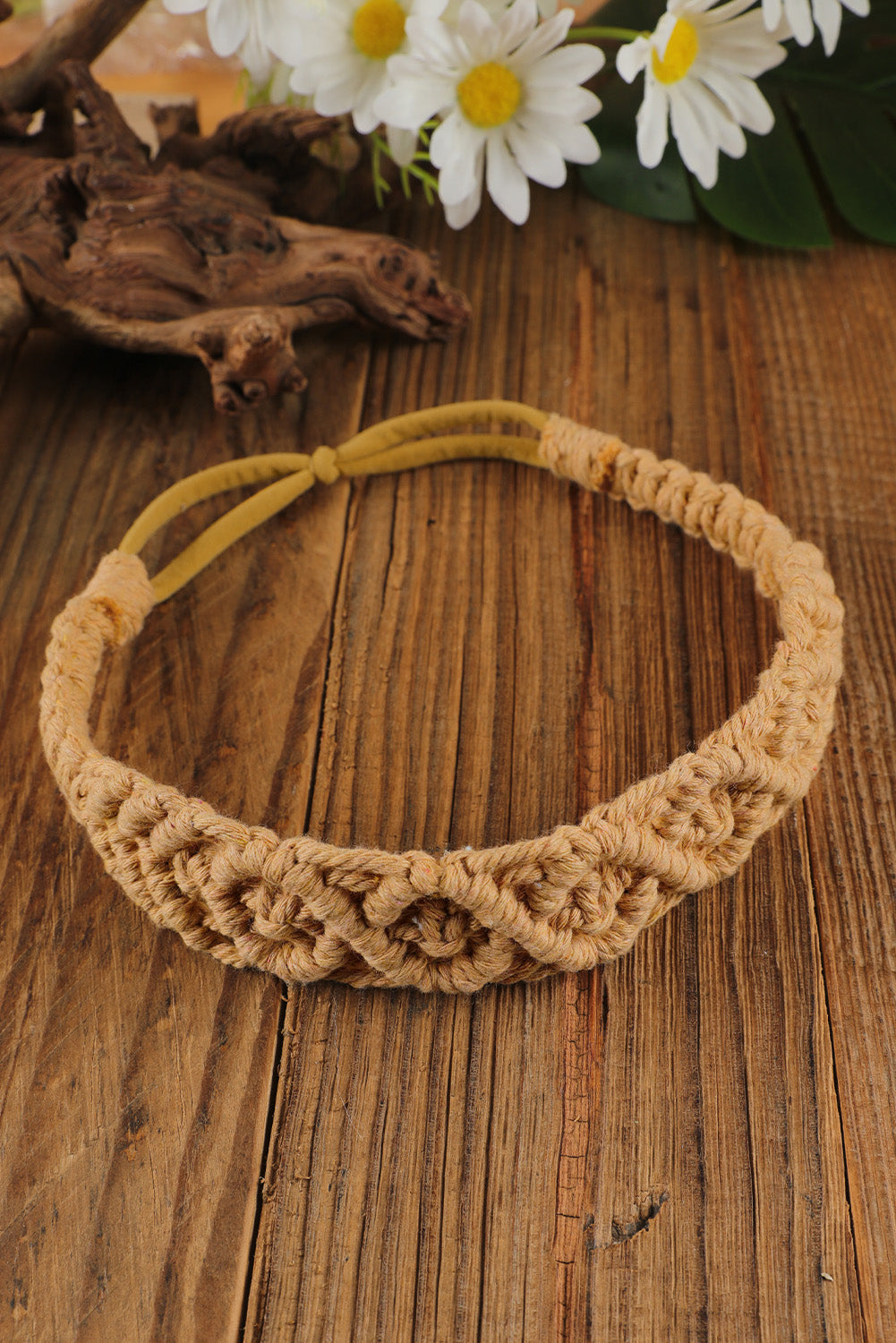 Beige Casual Braided Floral Hairband