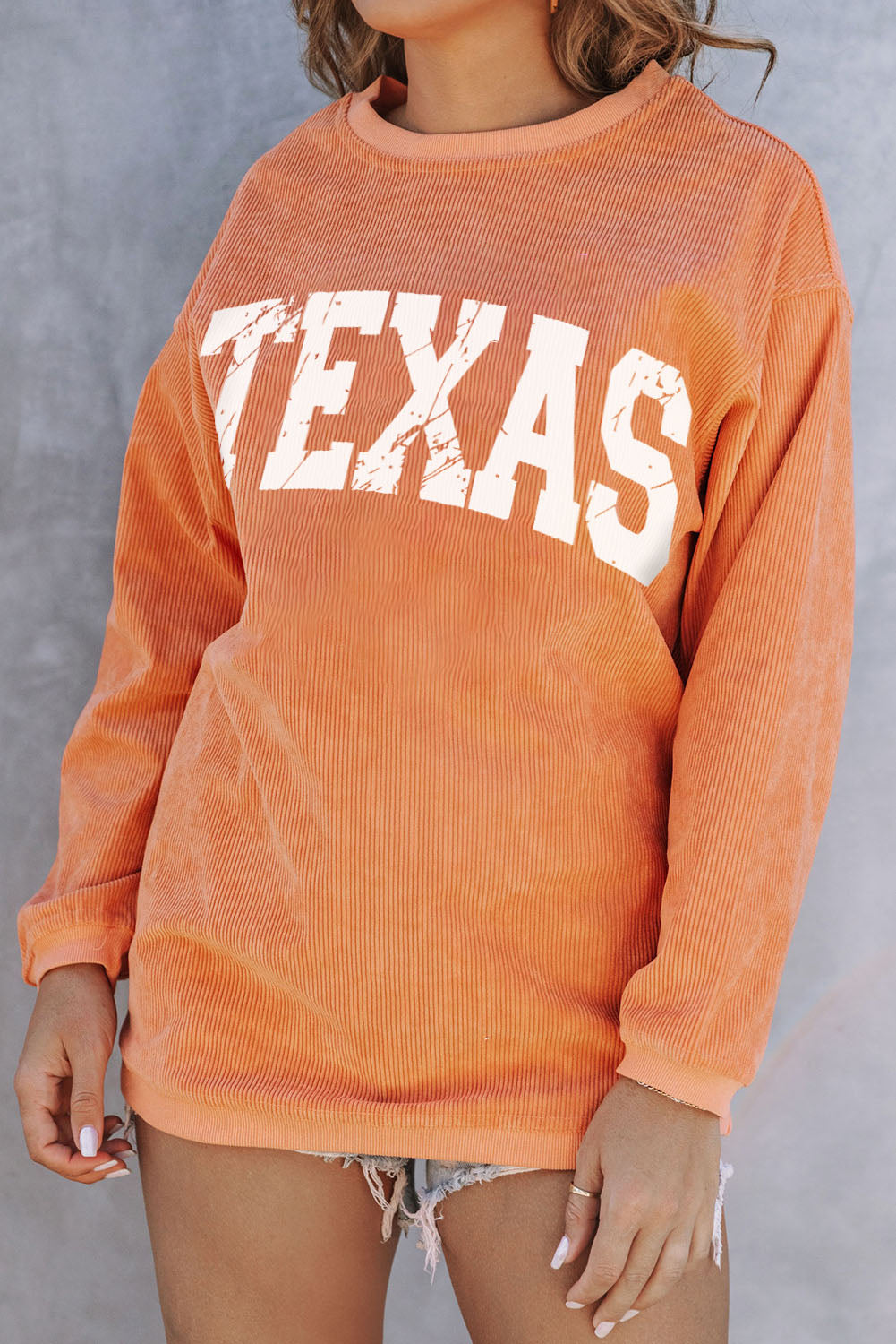 Orange Jolene Letter Print Ribbed Oversized Sweatshirt