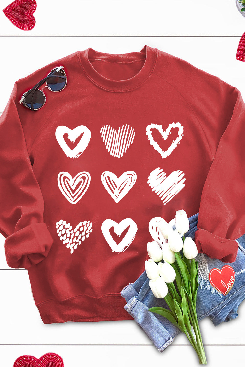 I Love Christmas Casual Raglan Sleeve Red Graphic Sweatshirt