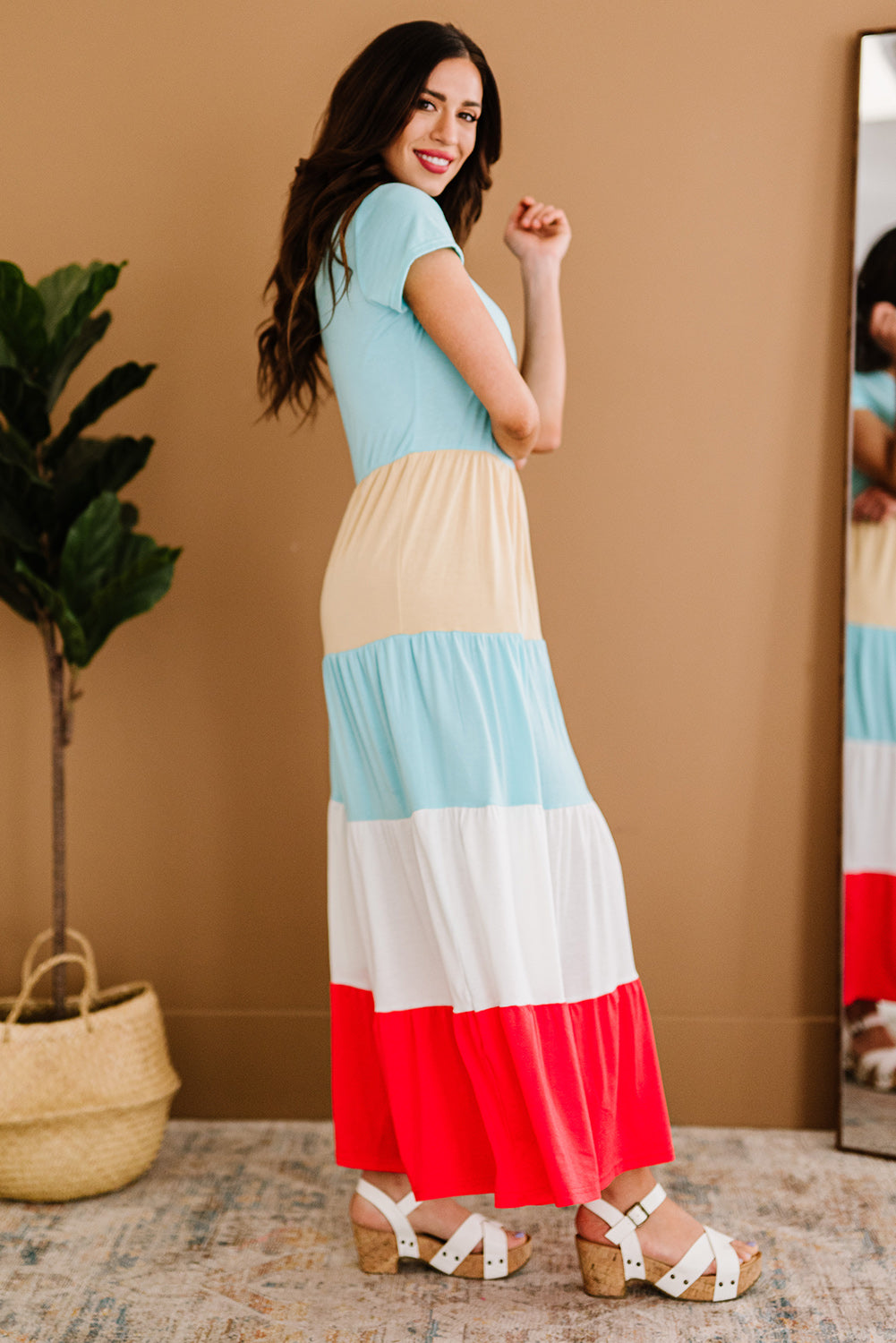 Multicolor Colorblock Tiered Maxi Dress Mommy & Me Dress