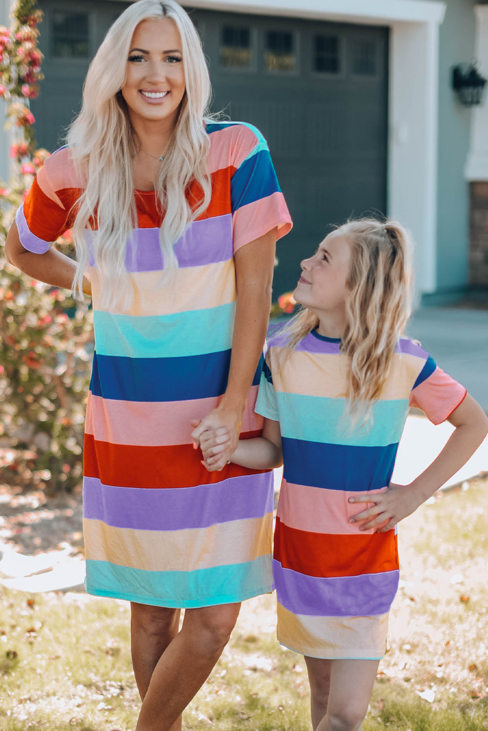 Multicolor Striped Colorblock Midi Dress Mommy & Me Dress