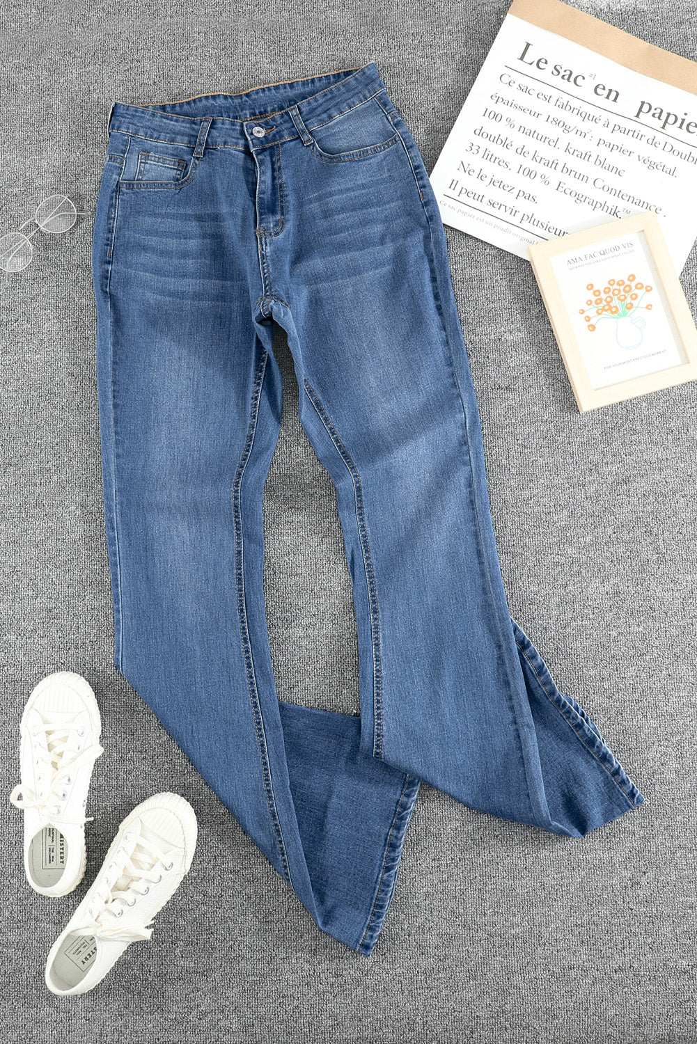 Vintage Washed Wide Leg Jeans